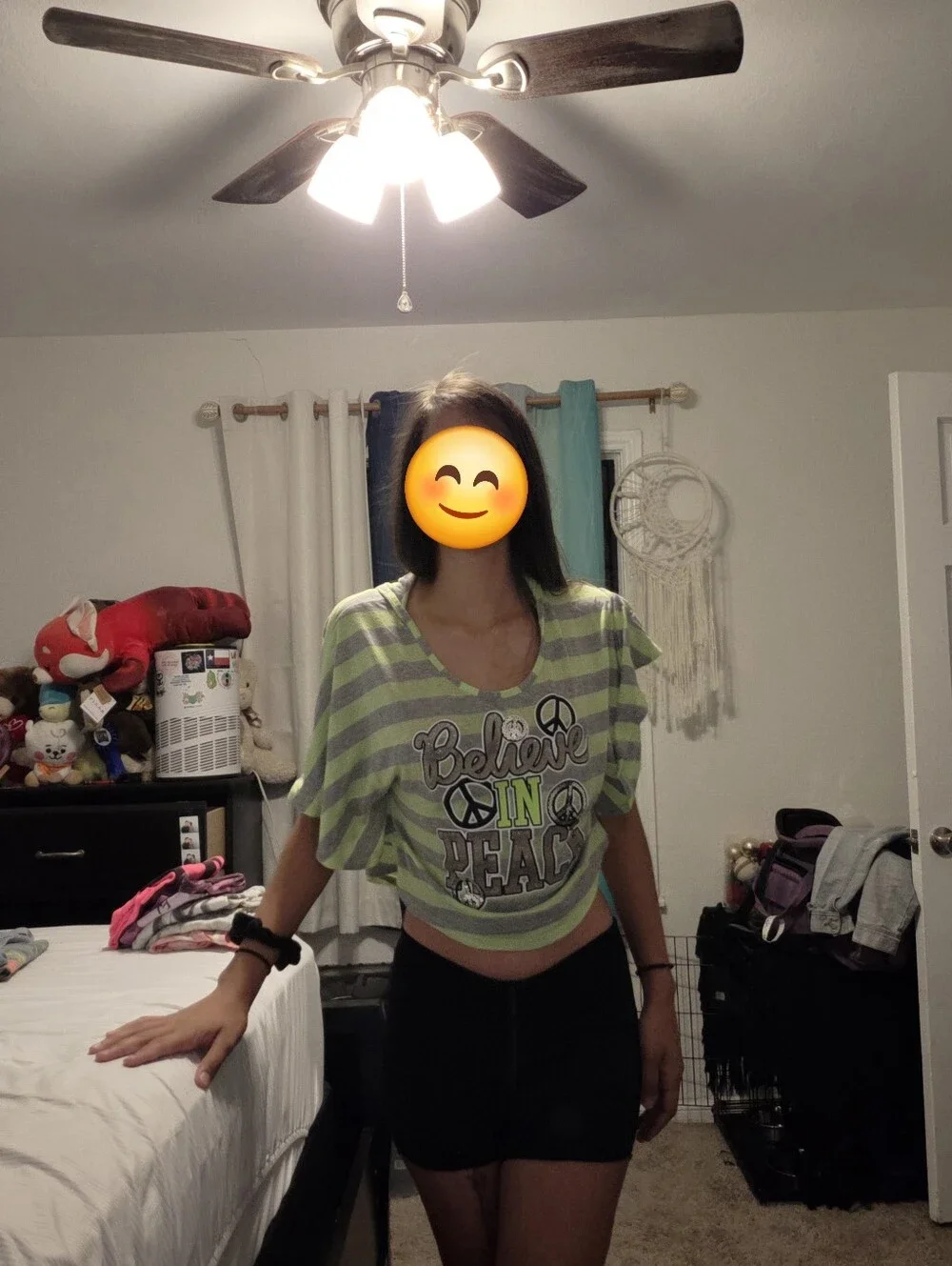 Green Striped Crop Top